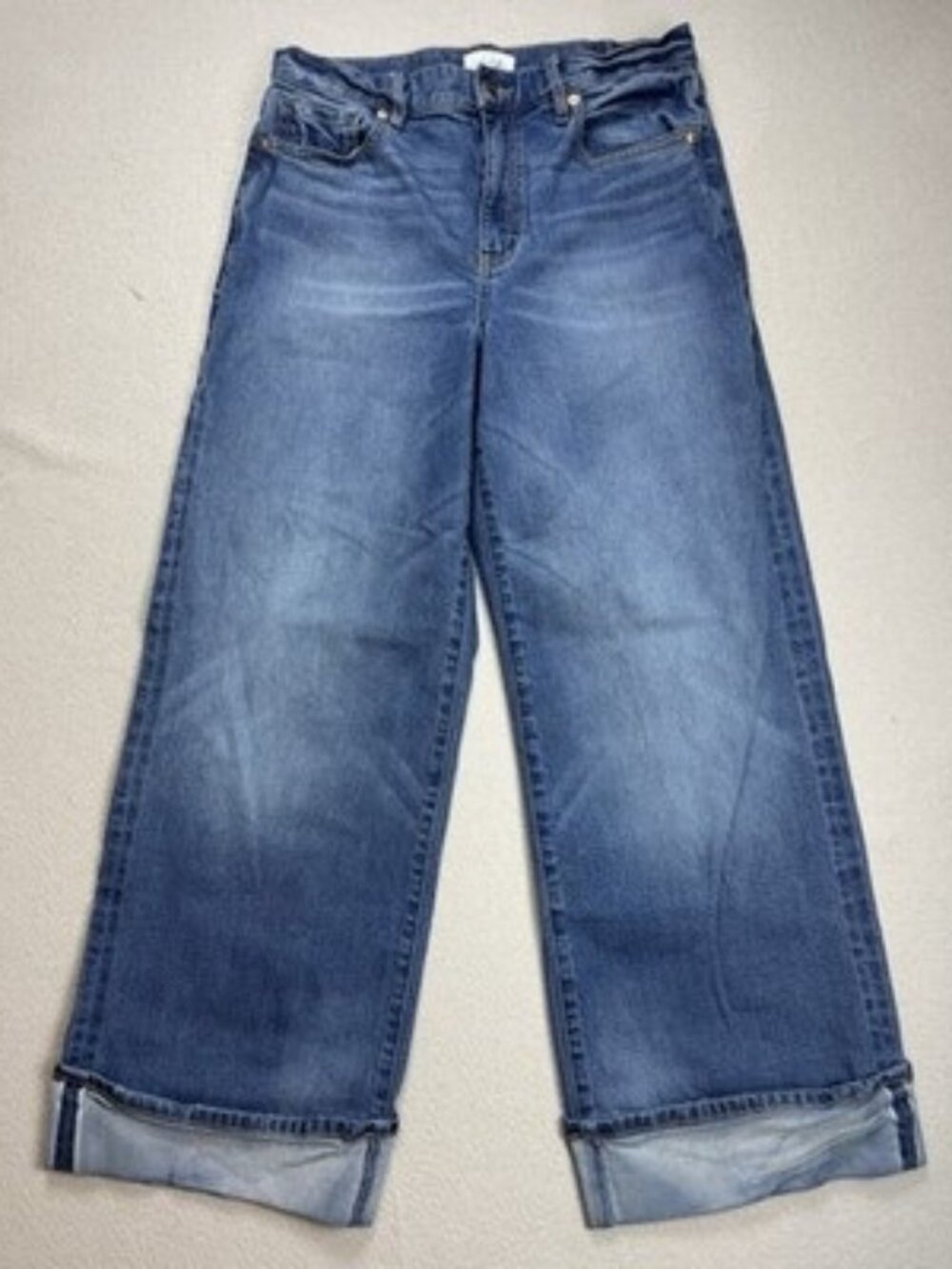 EVEREVE Womens Selvedge Ever High-Rise Denim Wide Leg Jeans With Cuff Size 30